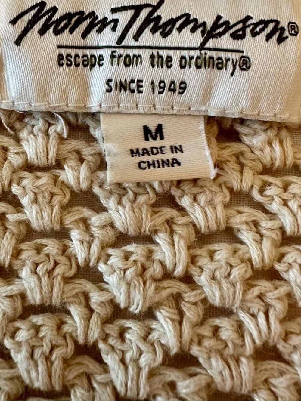 Vintage Y2K Norm Thompson Crochet Crop Cardigan Linen Blend Boho Coastal Neutral - Picture 5 of 8